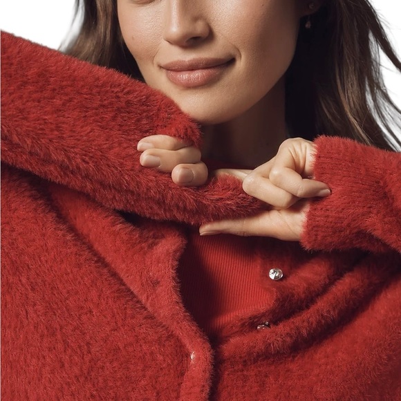 Anthropologie | The Juliet Plush Eyelash Cardigan Sweater | Sz M - Picture 2 of 13